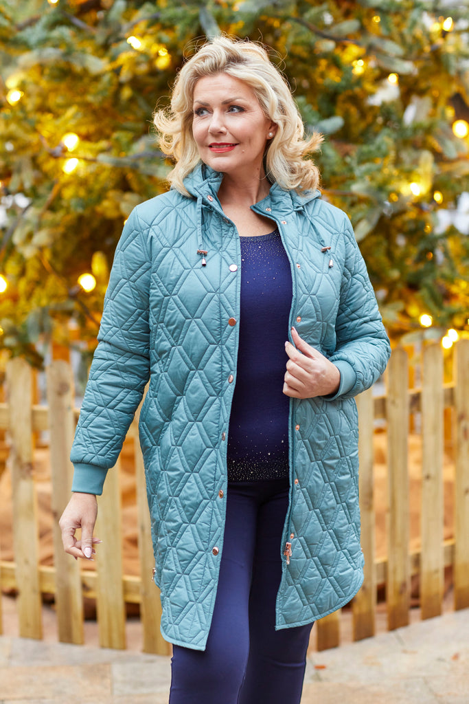 Double Diamond Quilt Jacket-Green-Jackets-Paco