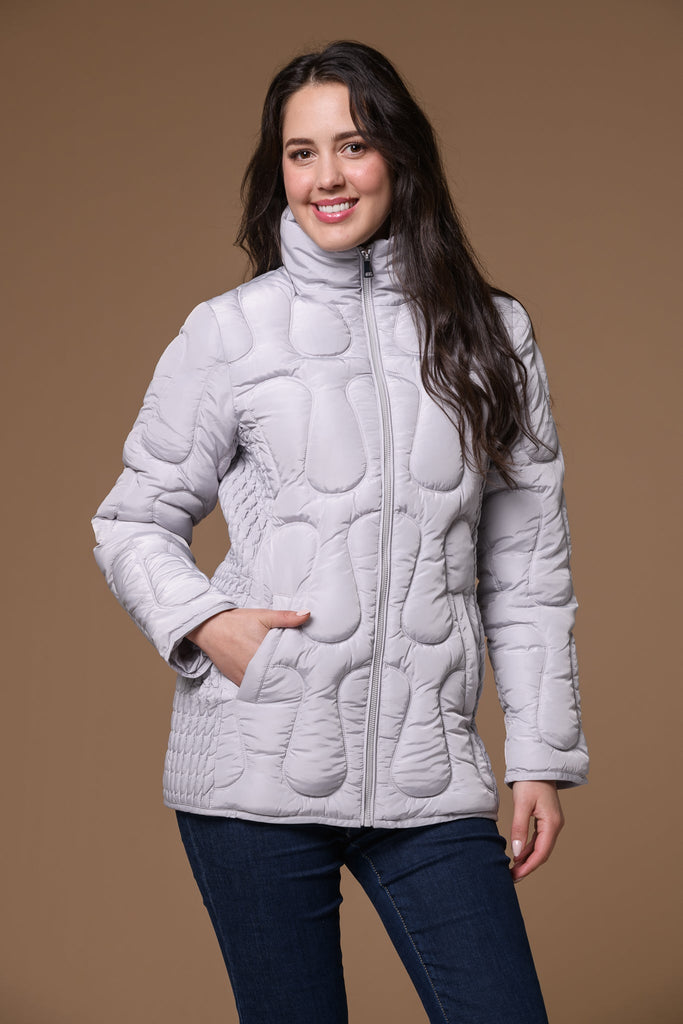 Elastic Sleeve Quilt Jacket-Grey-Jackets-Paco