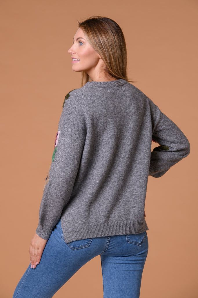 Embroidered Sleeve sweater-Knitwear-Paco