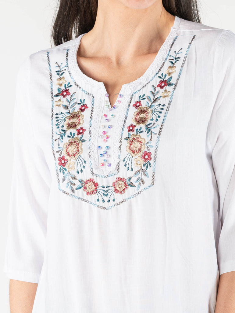 Embroidered Tunic - TU29929-Tops-Paco