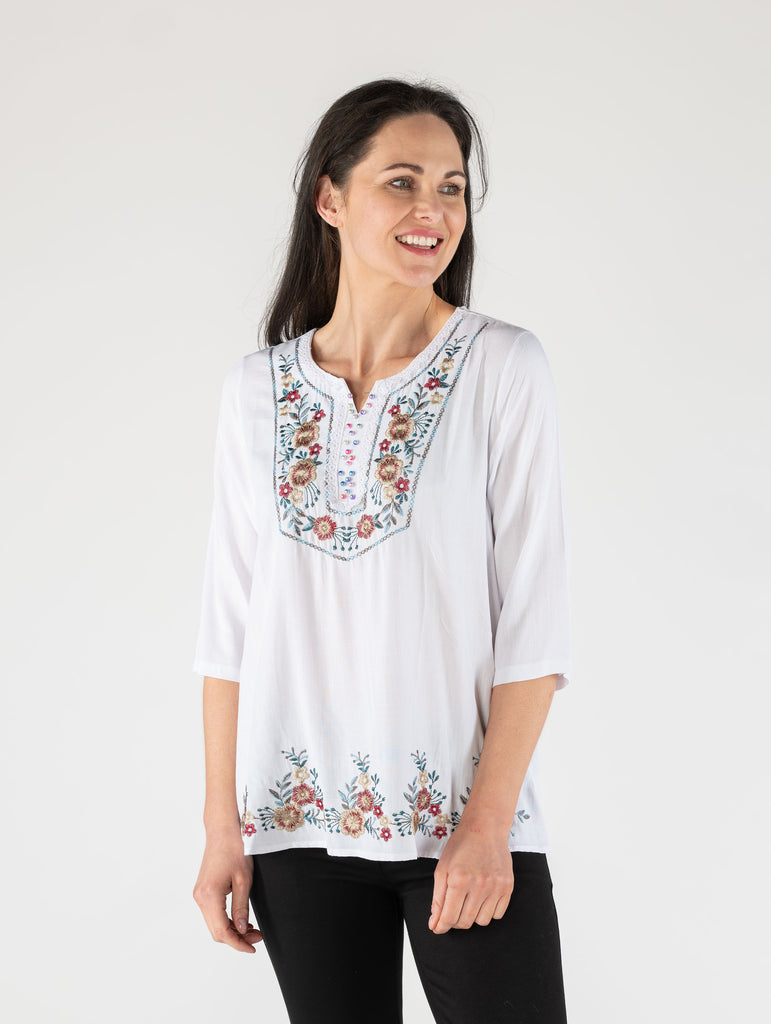 Embroidered Tunic - TU29929-Tops-Paco