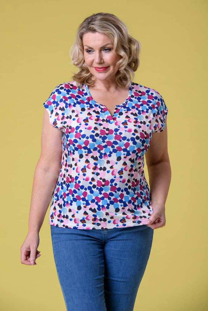 Emily S/S Tee - Blue/Pink-T Shirts-Paco