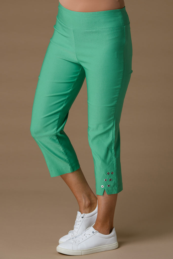 Eyelet trousers - Green-Bottoms-Paco