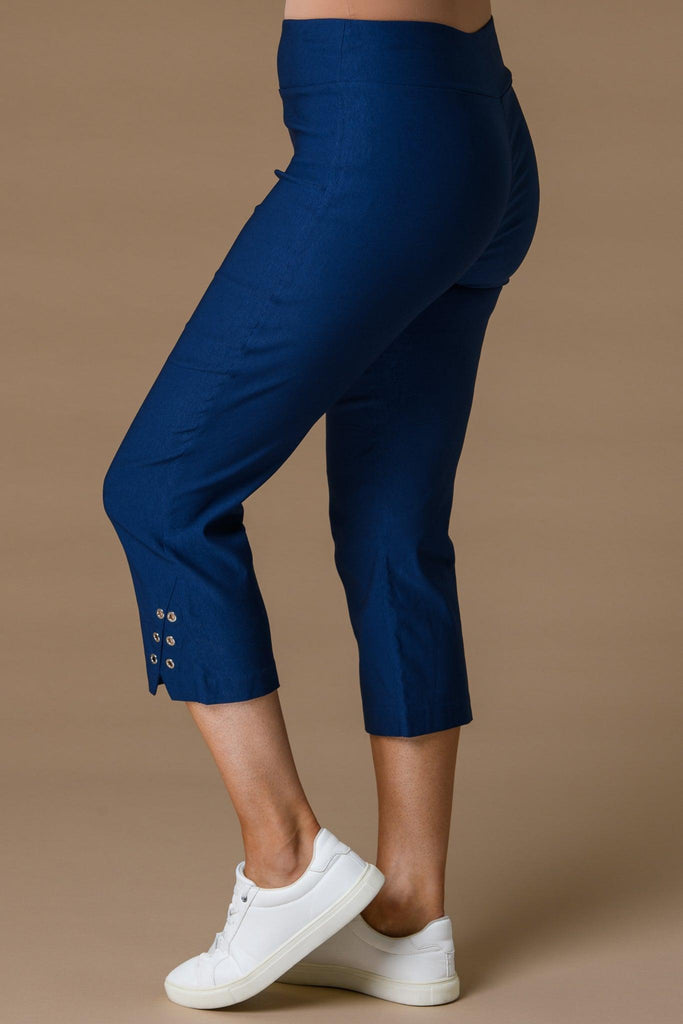 Eyelet trousers - Navy-Bottoms-Paco
