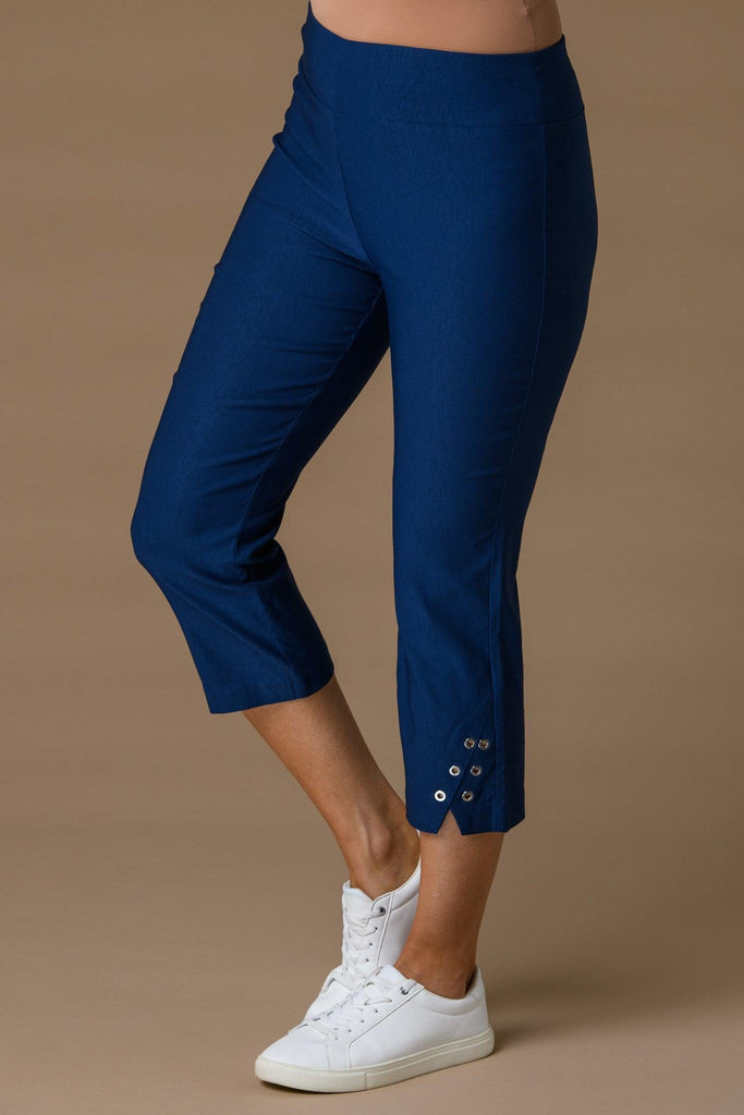 Eyelet trousers - Navy-Bottoms-Paco