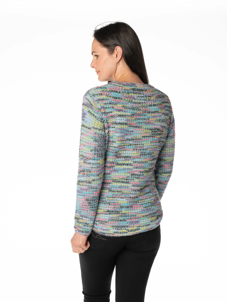 FLUFFY TAPE YARN LONG SLEEVE JUMPER MULTI PRINT JU30282-N/A-Paco