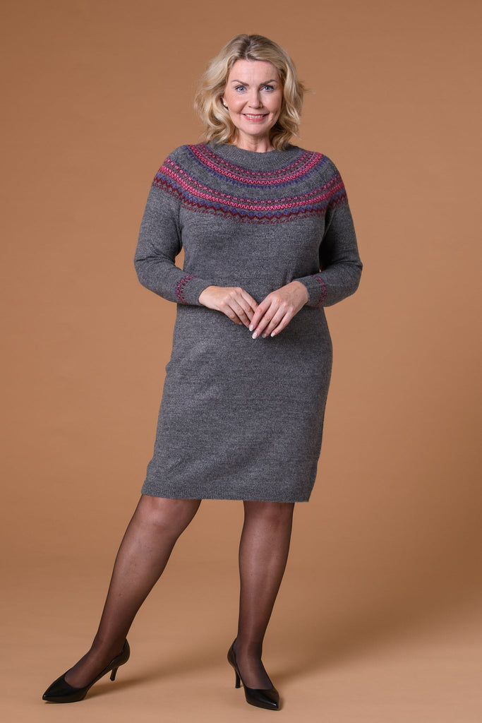 Fair Isle Dress- Grey-Dresses-Paco