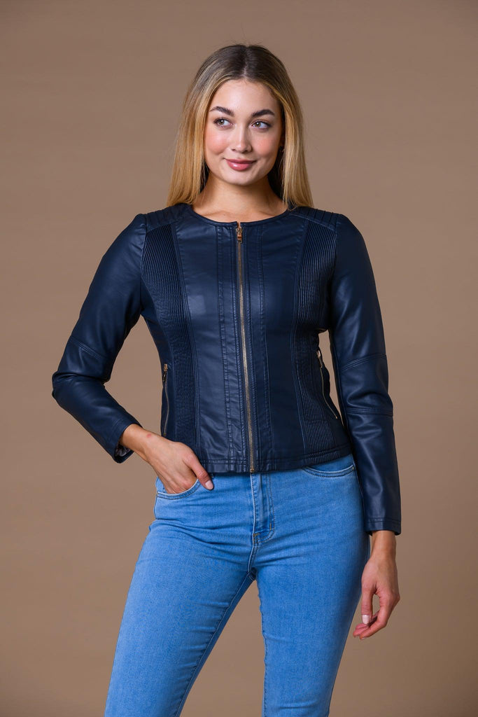 Faux Leather Jacket-Jackets-Paco