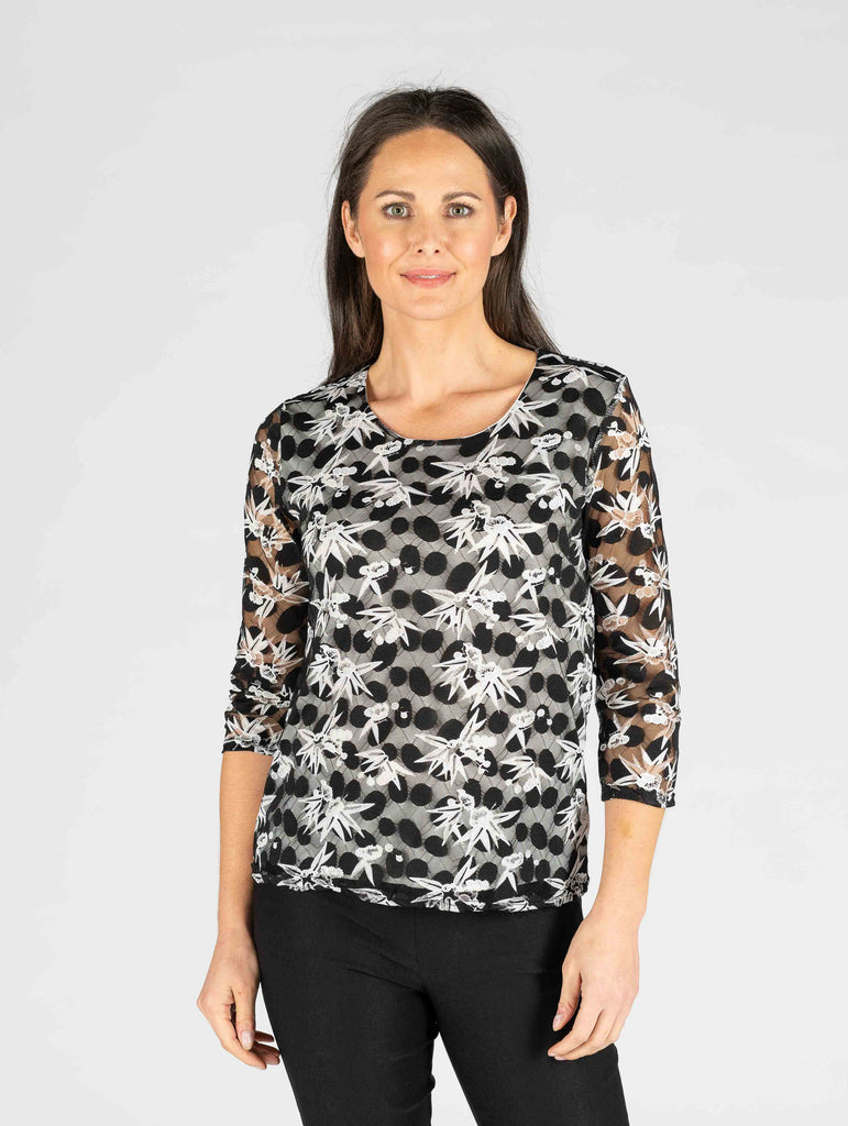 Floral Lace top Round-Tops-Paco