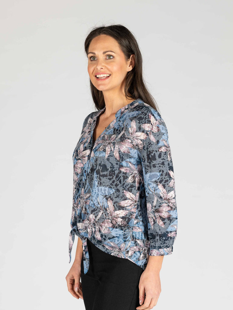 Floral Print Burn out blouse-Tops-Paco