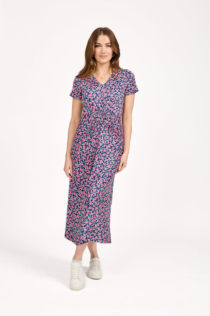 Floral Print Knot Dress - Pink-Dresses-Paco