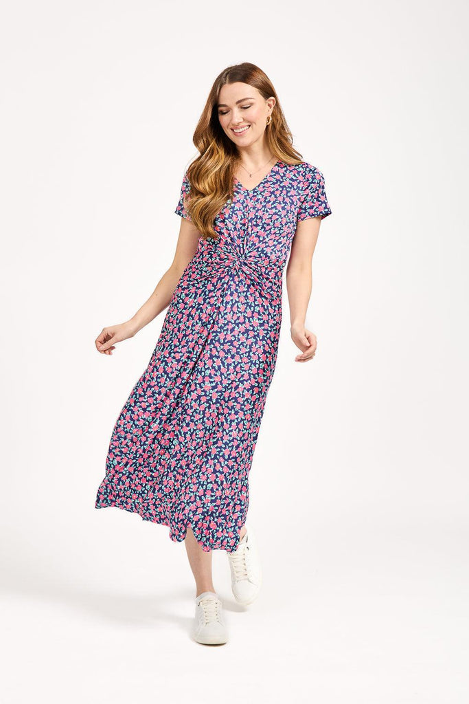 Floral Print Knot Dress - Pink-Dresses-Paco