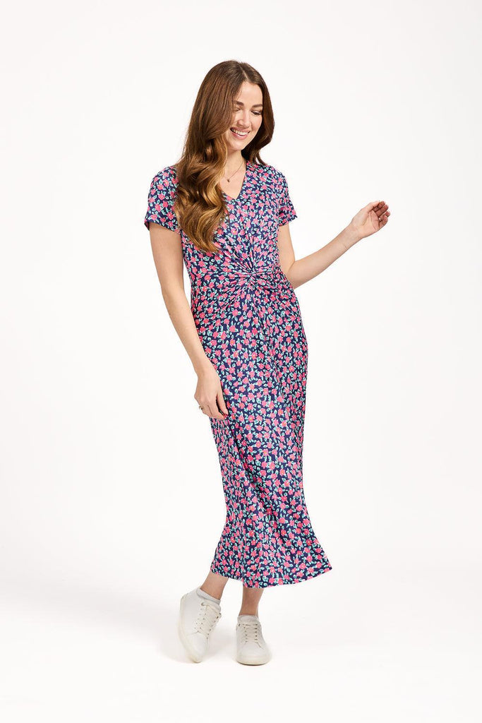 Floral Print Knot Dress - Pink-Dresses-Paco