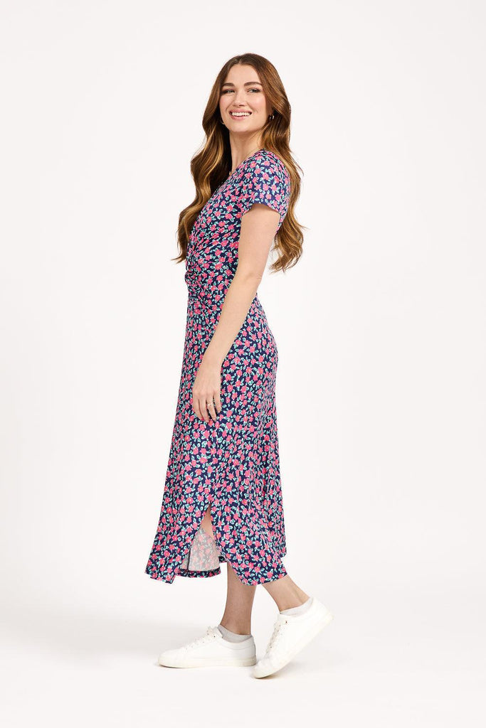 Floral Print Knot Dress - Pink-Dresses-Paco