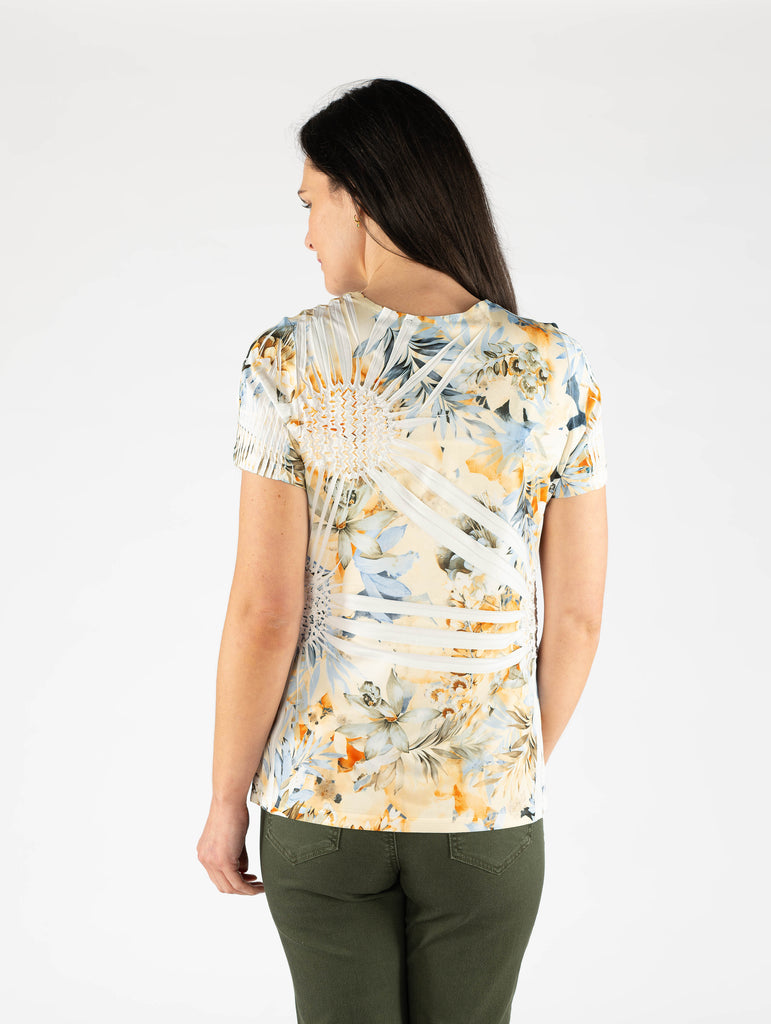 Flower Print Pineapple Top - TO29825 Multi-Tops-Paco