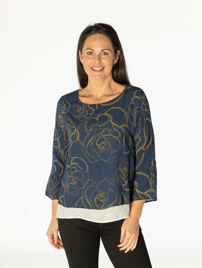 Flower Print layered top-Tops-Paco