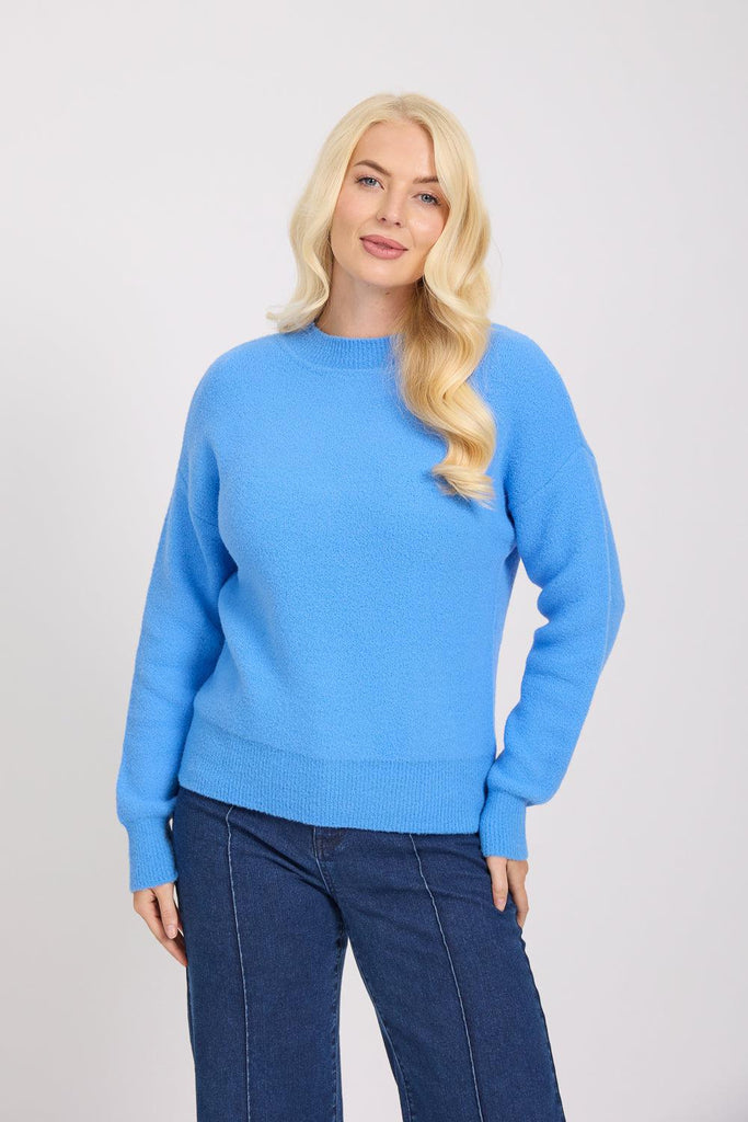 Fluffy Jumper - Blue-Knitwear-Paco