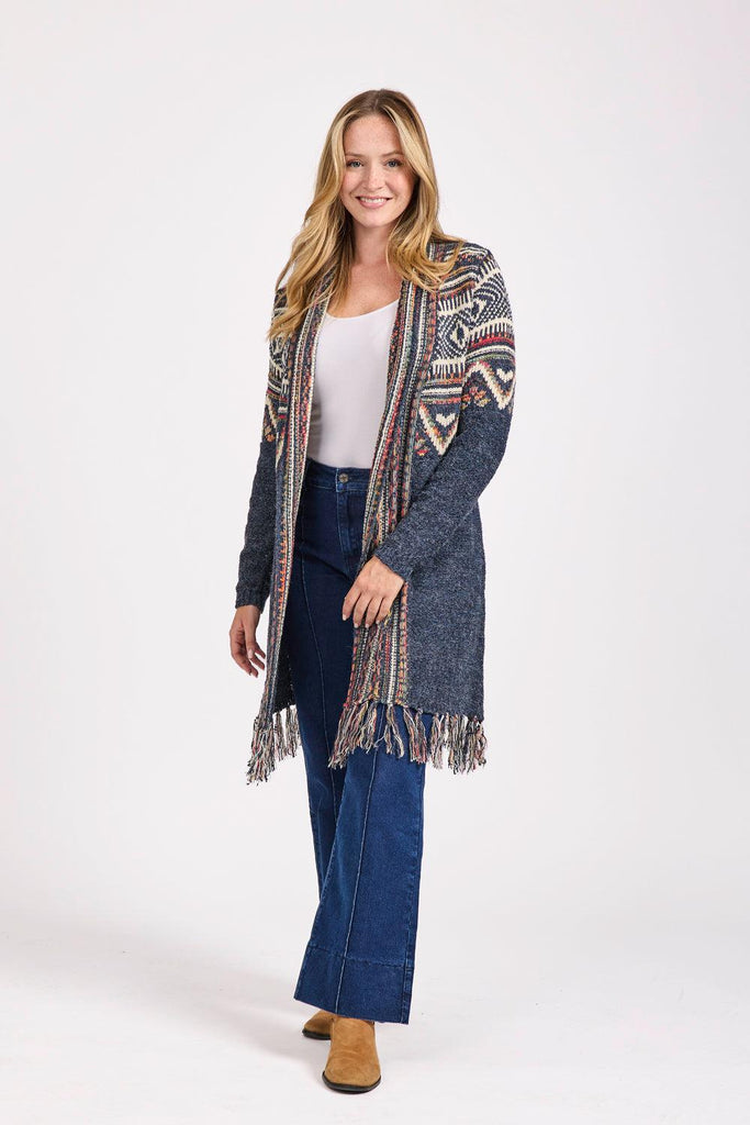 Fringe Hem Actez Cardigan-Cardigans-Paco