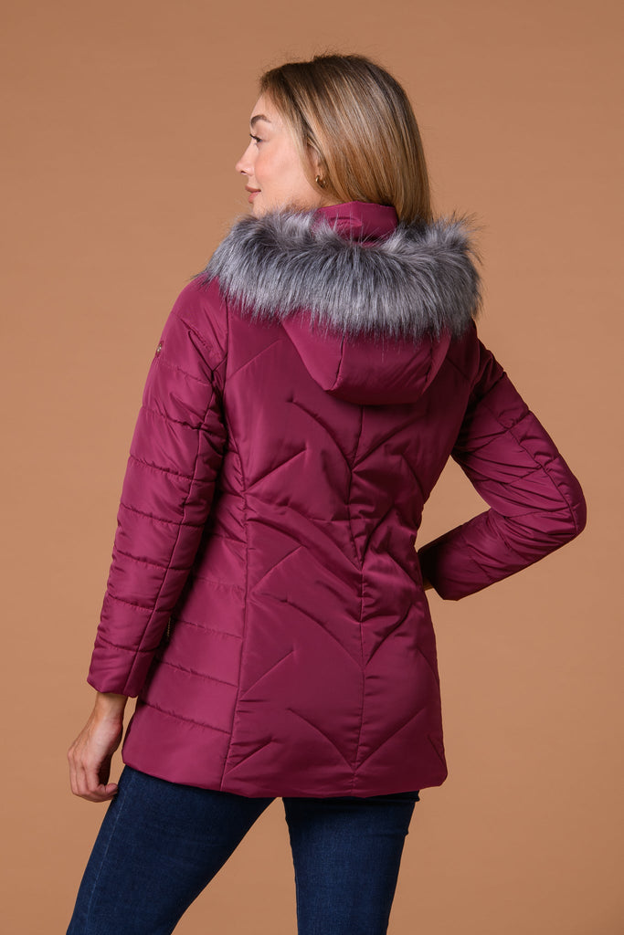 Fur Trim Quilt Jacket-Jackets-Paco