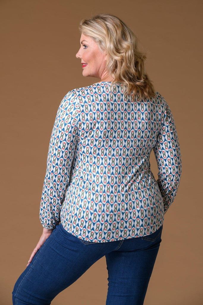 Geometric Print S.Soft Tee BLUE-Basics-Paco