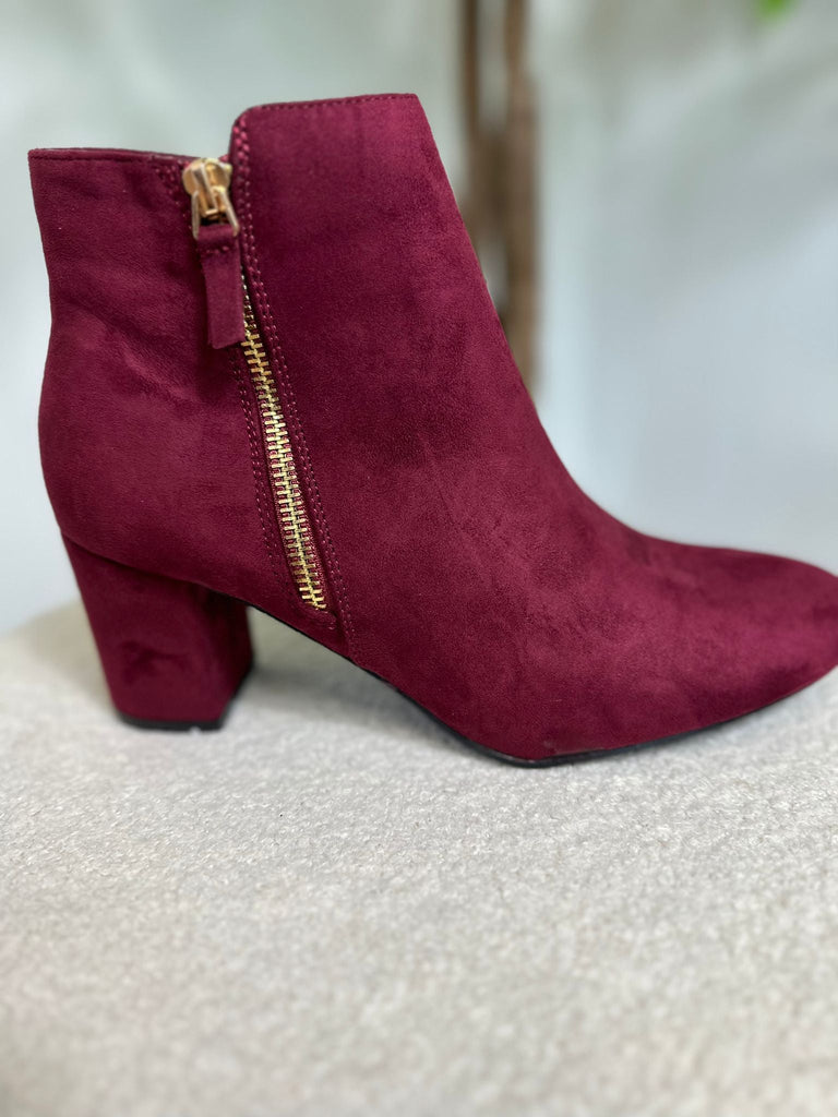 Gold Zip Ankle Boot- Wine-Shoes-Paco