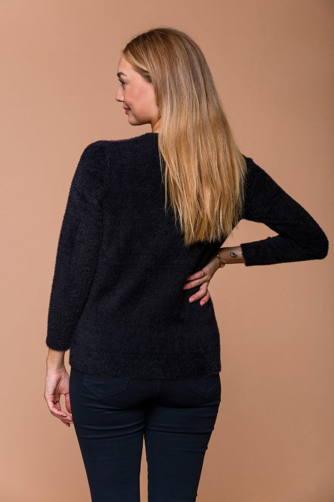 Jacquard Fluffy Sweater-Sweaters-Paco