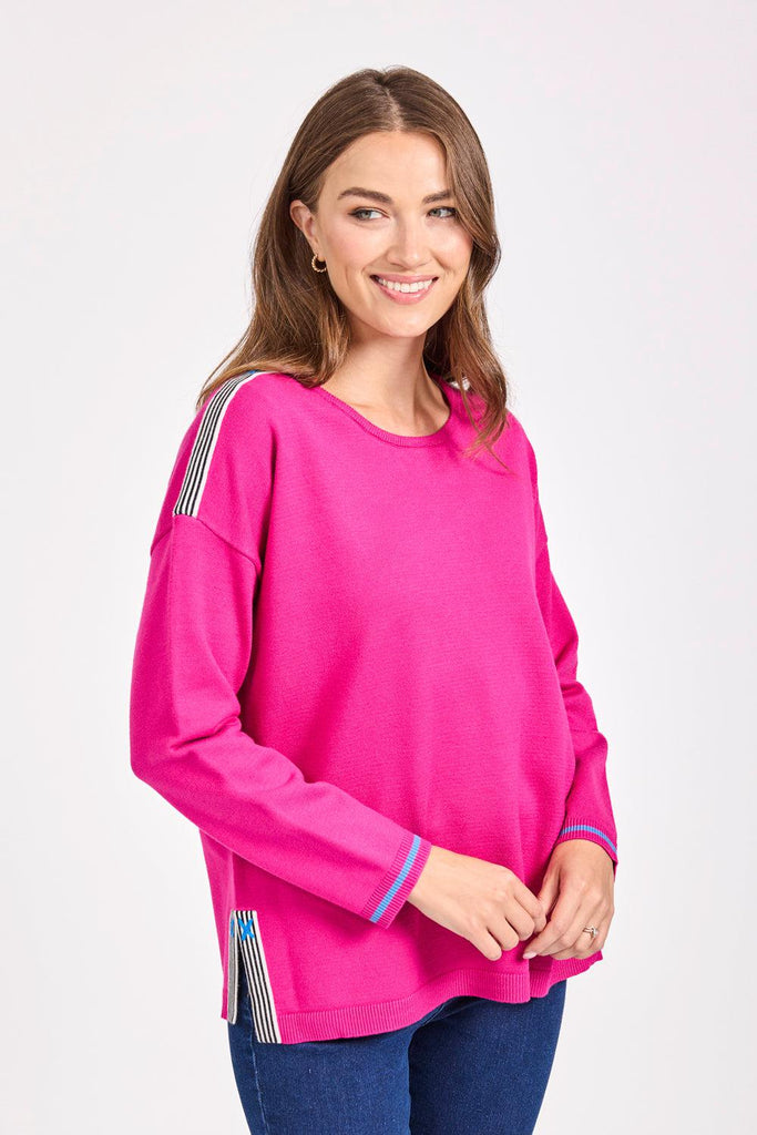 Jumper with Stripe Inserts-Jumpers & Cardigans-Paco