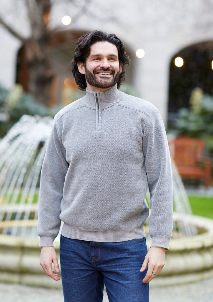 Knit 1/4 Zip Jumper-Grey-Menswear-Paco