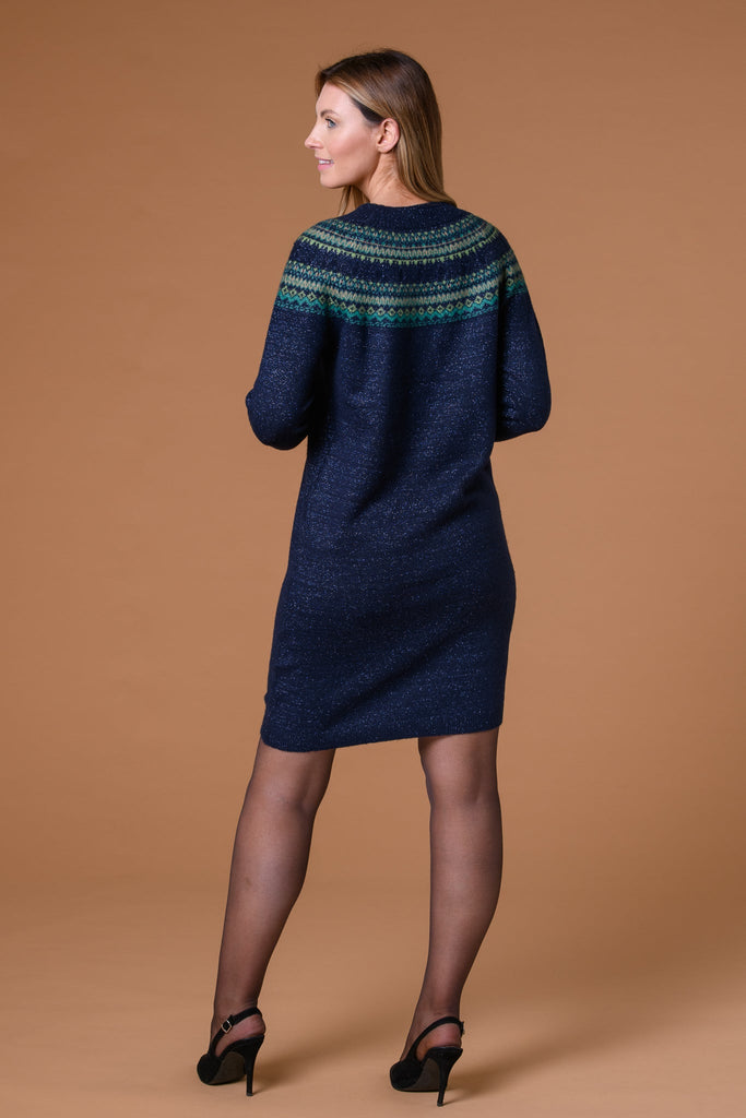 Knit Fairisle Dress-Navy-Dresses-Paco