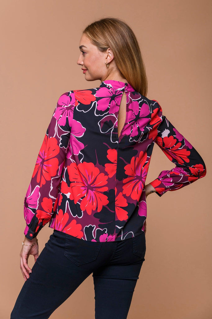 Large Flower Keyhole Top-Tops-Paco