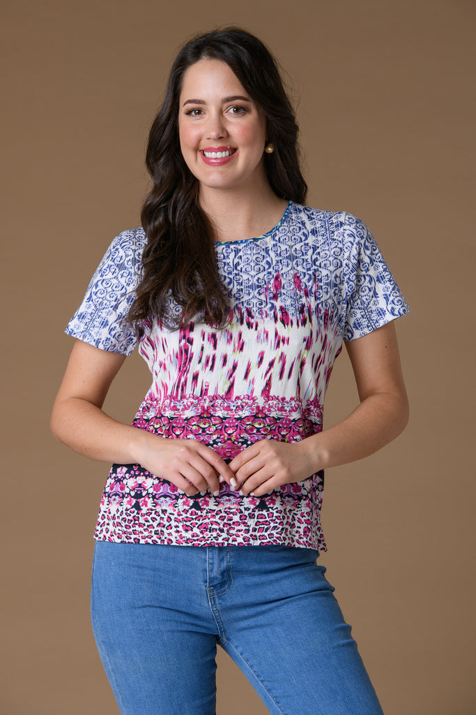 Laura Print Tee - Hot pink-Casualwear-Paco