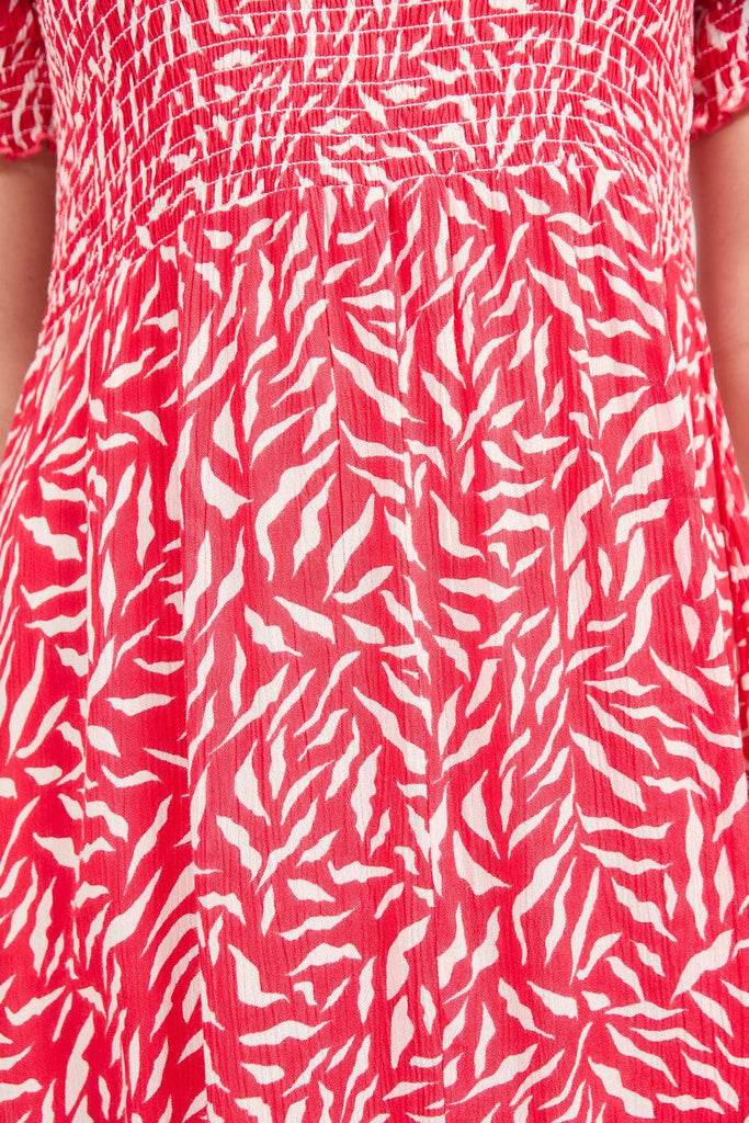 Leaf Print Dress - Pink-Dresses-Paco