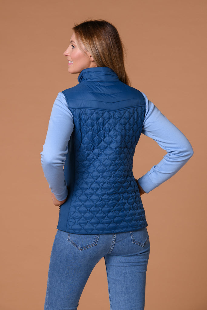 Leather Trim Onion Quilt Gilet-Gilets-Paco