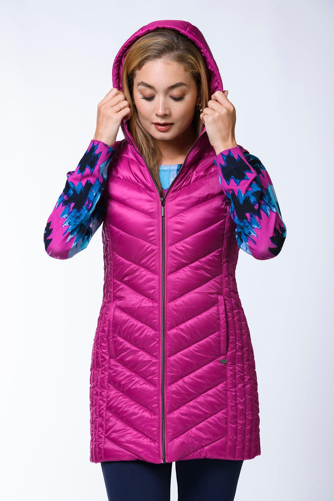 Long Quilted Gilet II FUCHSIA-Gilets-Paco