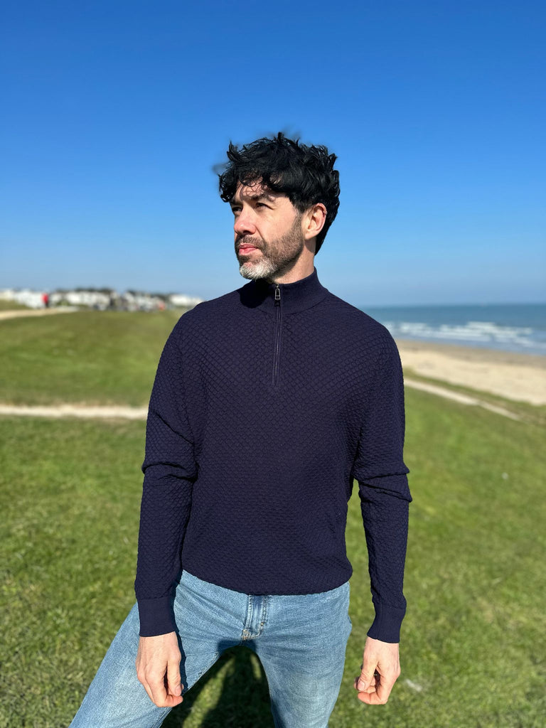 Mens 1/4 Zip Jumper - Grey-Jumpers & Cardigans-Paco