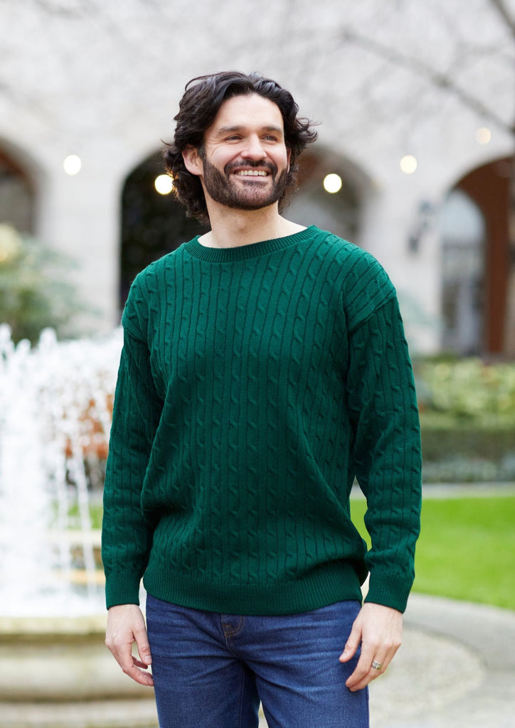 Mens Cable Jumper -Green-Menswear-Paco