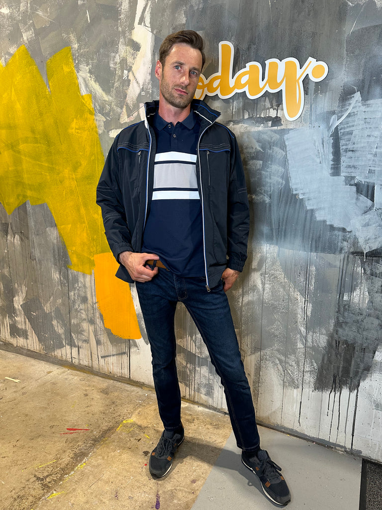 Men’s Stitch Detail Jacket - Navy-Jackets-Paco