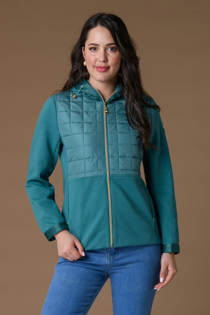 Mesh and quilt jacket - Green-Jacket-Paco
