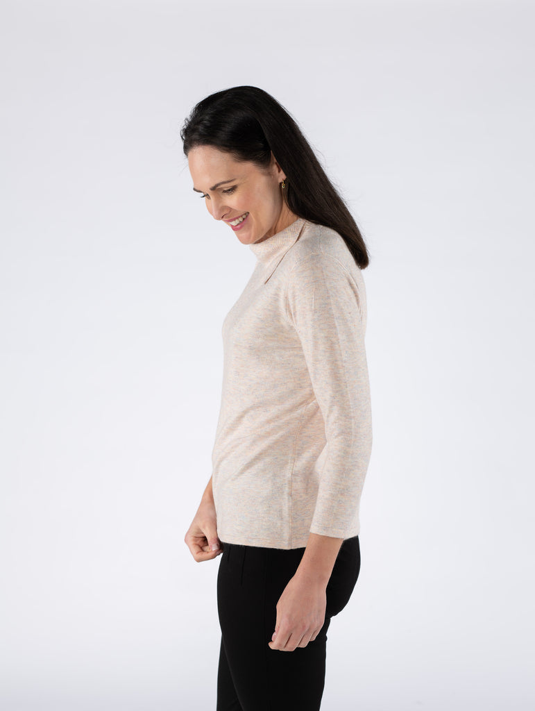 Mini Effect Jumper With Scowl 3/4 Sleeve - Multi-Jumpers & Cardigans-Paco