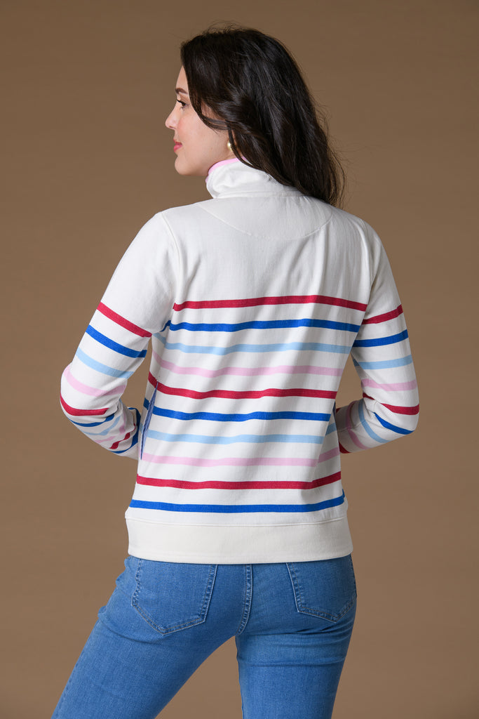 Multi Colour 1/2 Zip - White-Fleece-Paco