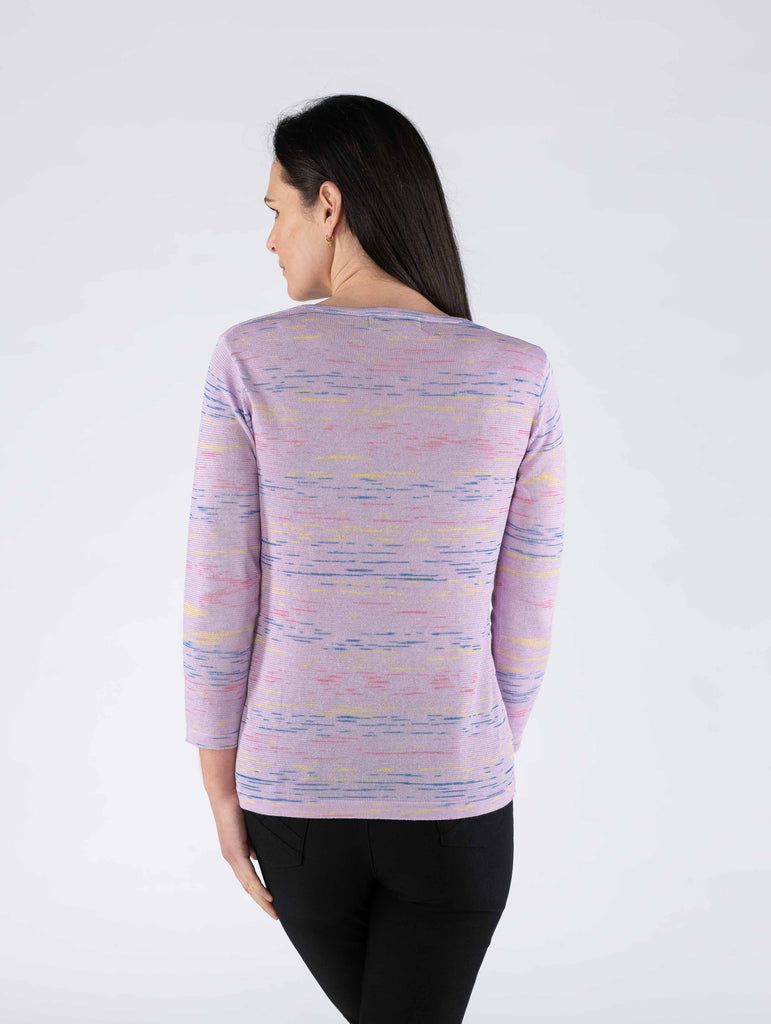 Multi Fleck Jumper Round Neck 3/4 Sleeve - Multi-Jumpers & Cardigans-Paco