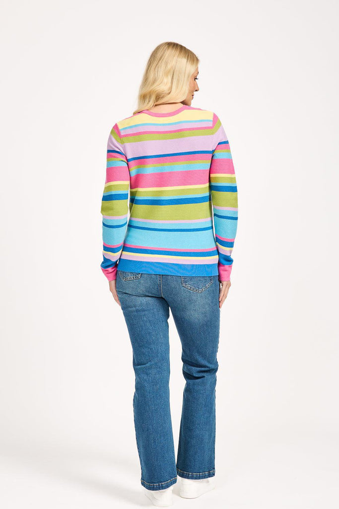 Multi Stripe Jumper - Pink Combo-Knitwear-Paco