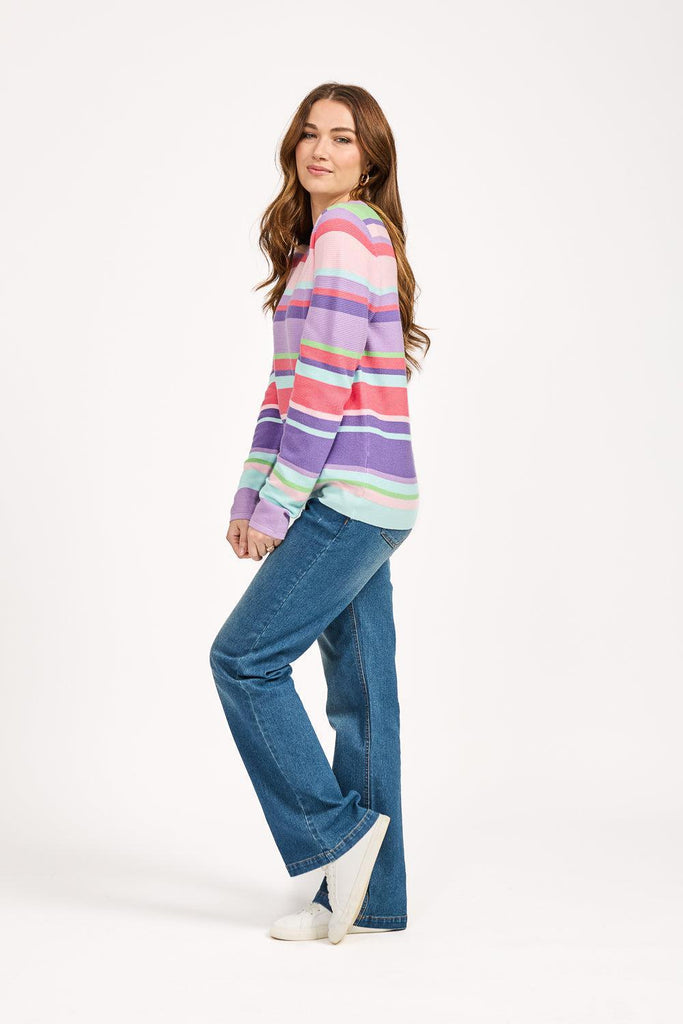 Multi Stripe Jumper - Purple Combo-Knitwear-Paco