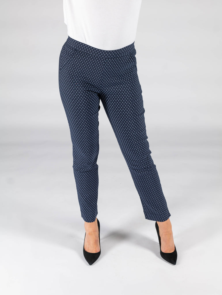 Navy Printed Trouser-Trousers-Paco