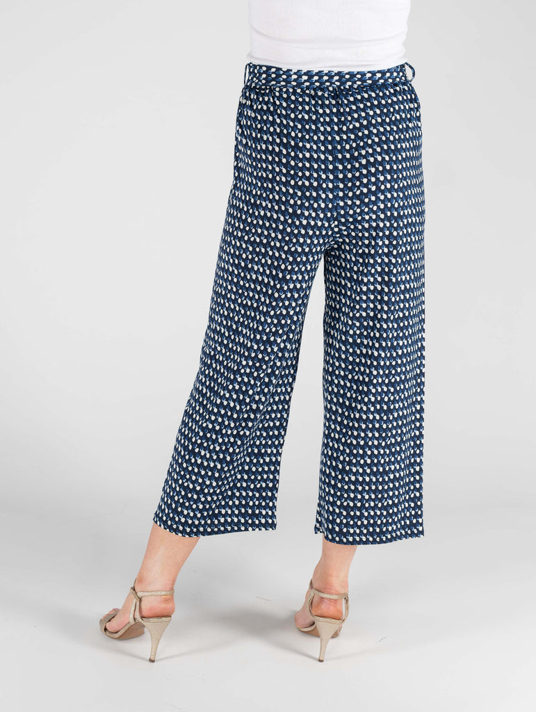 Navy Spot Trouser - T29974-Trousers-Paco