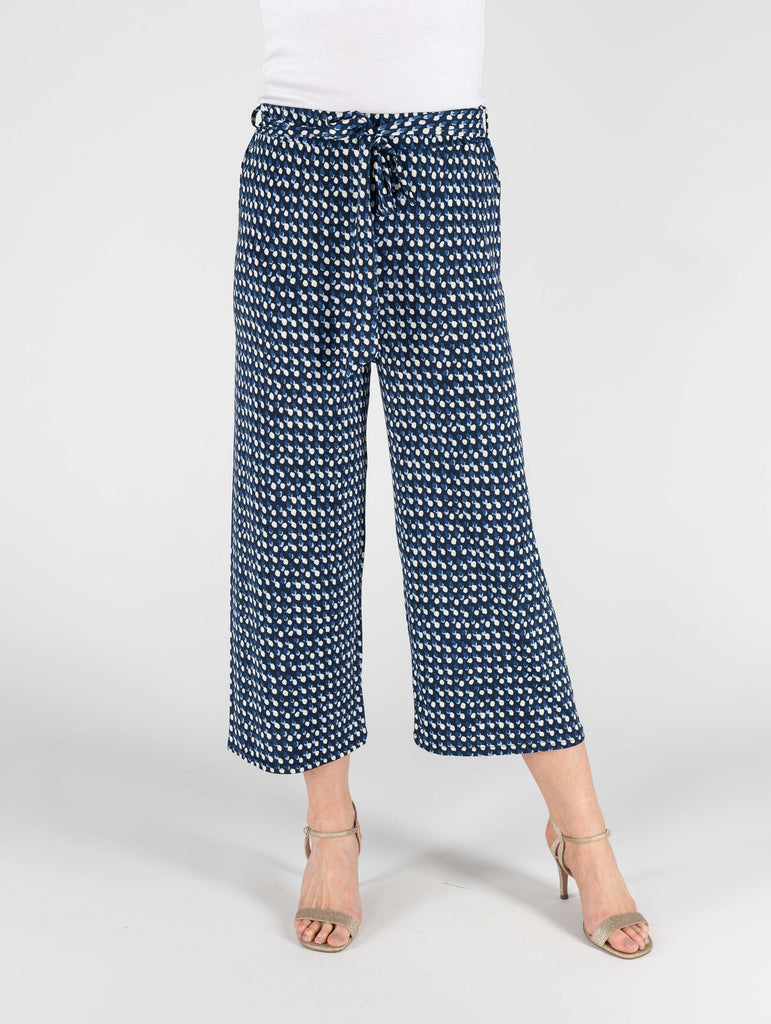 Navy Spot Trouser - T29974-Trousers-Paco