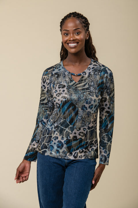 Bead Gold Foil Top GL12082A Beige/Blue