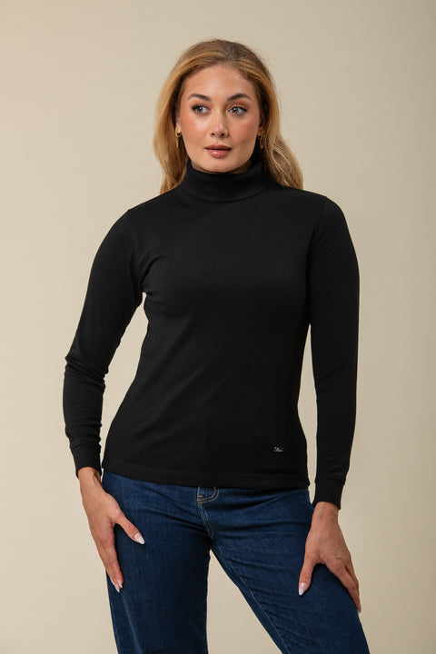 Cotton Roll Neck – Black