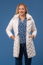 Fur Trim V Quilt Jacket – CREAM