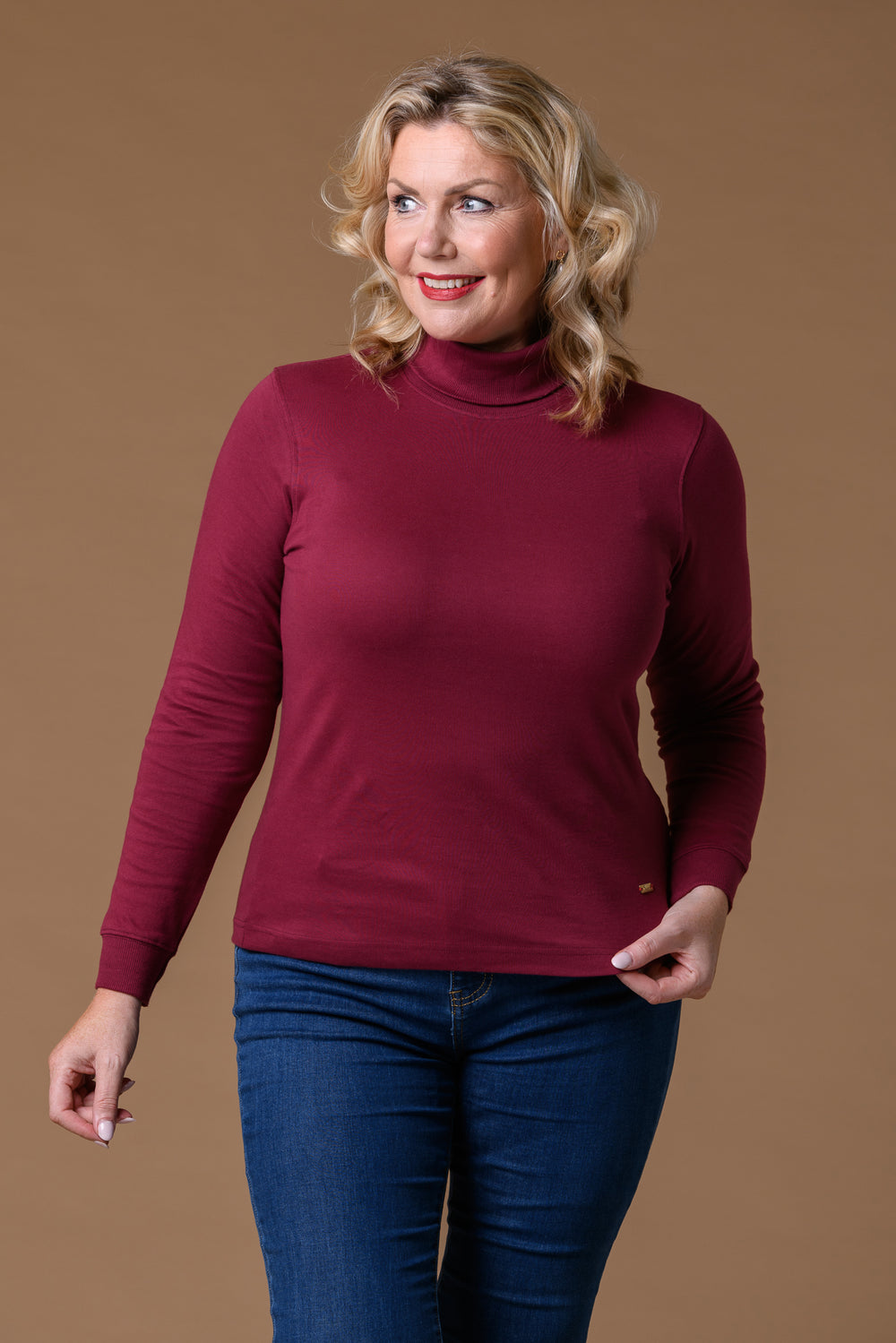 Cotton Roll Neck DARK RED